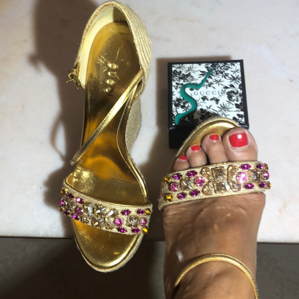 Gucci bejeweled high platform sandals